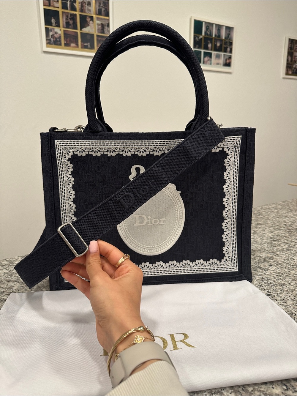 Medium navy dior book tote with strap 💙 - Picture 3 of 11